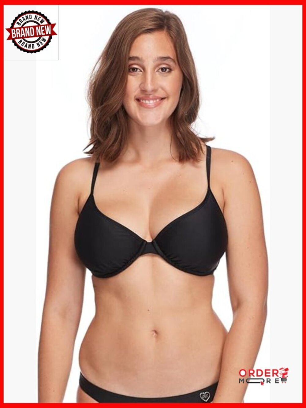 Fuller Bust Underwire Bikini Top, D-F Cup, Power Mesh Lining, Adjustable Back